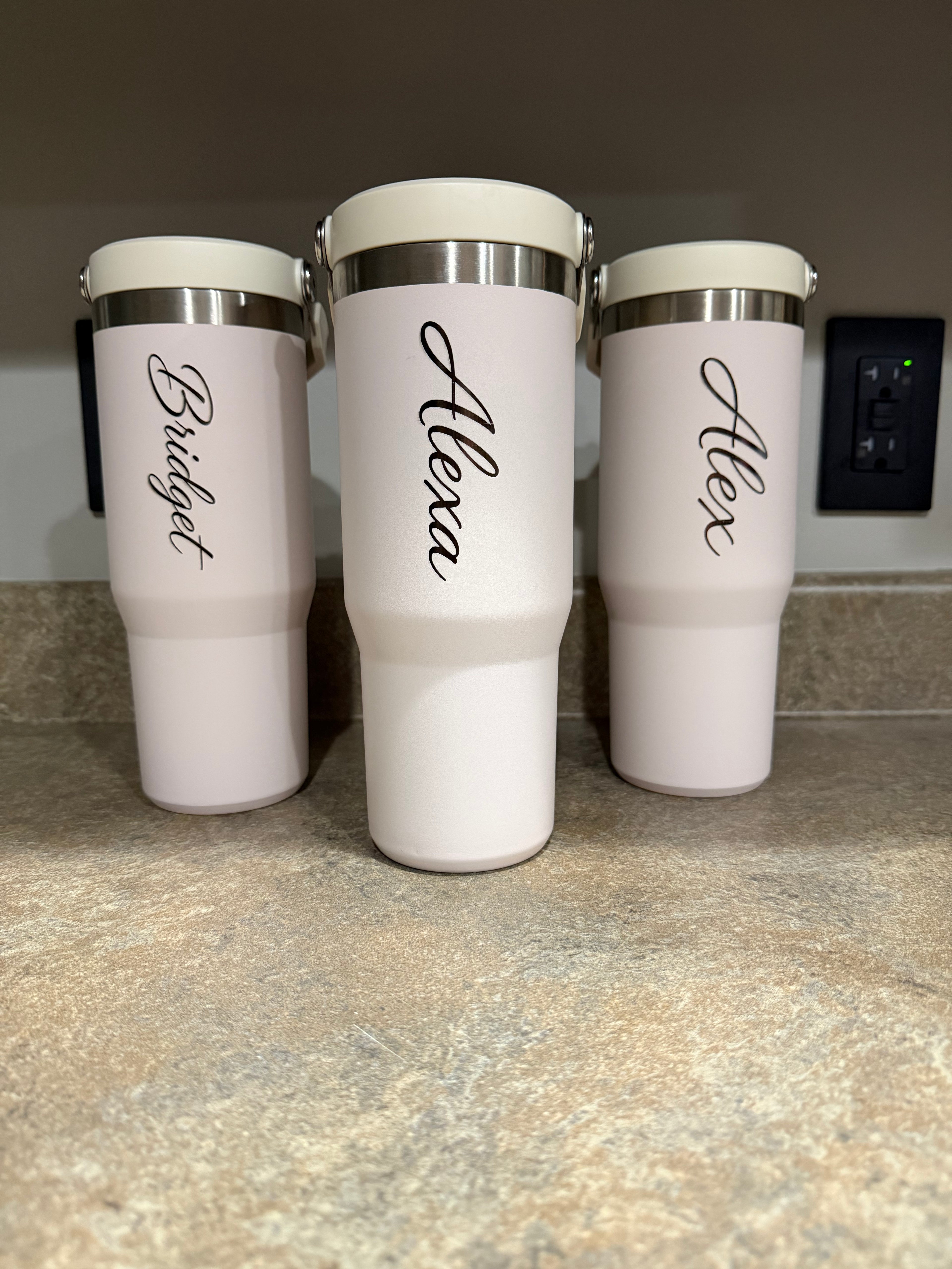 Engraved Stanley Flip Straw Tumbler